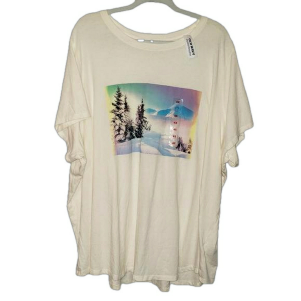 Old Navy Graphic Tee Light Yellow 4X Plus Size